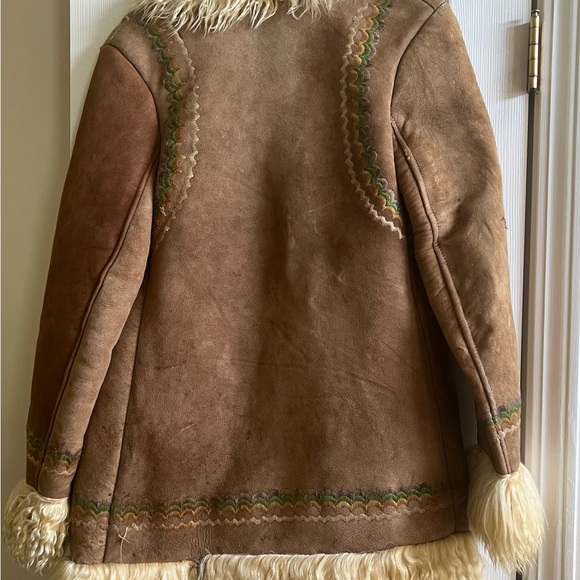Vintage Tan Teddy Jacket with Embroidery Accents - Picture 2 of 9